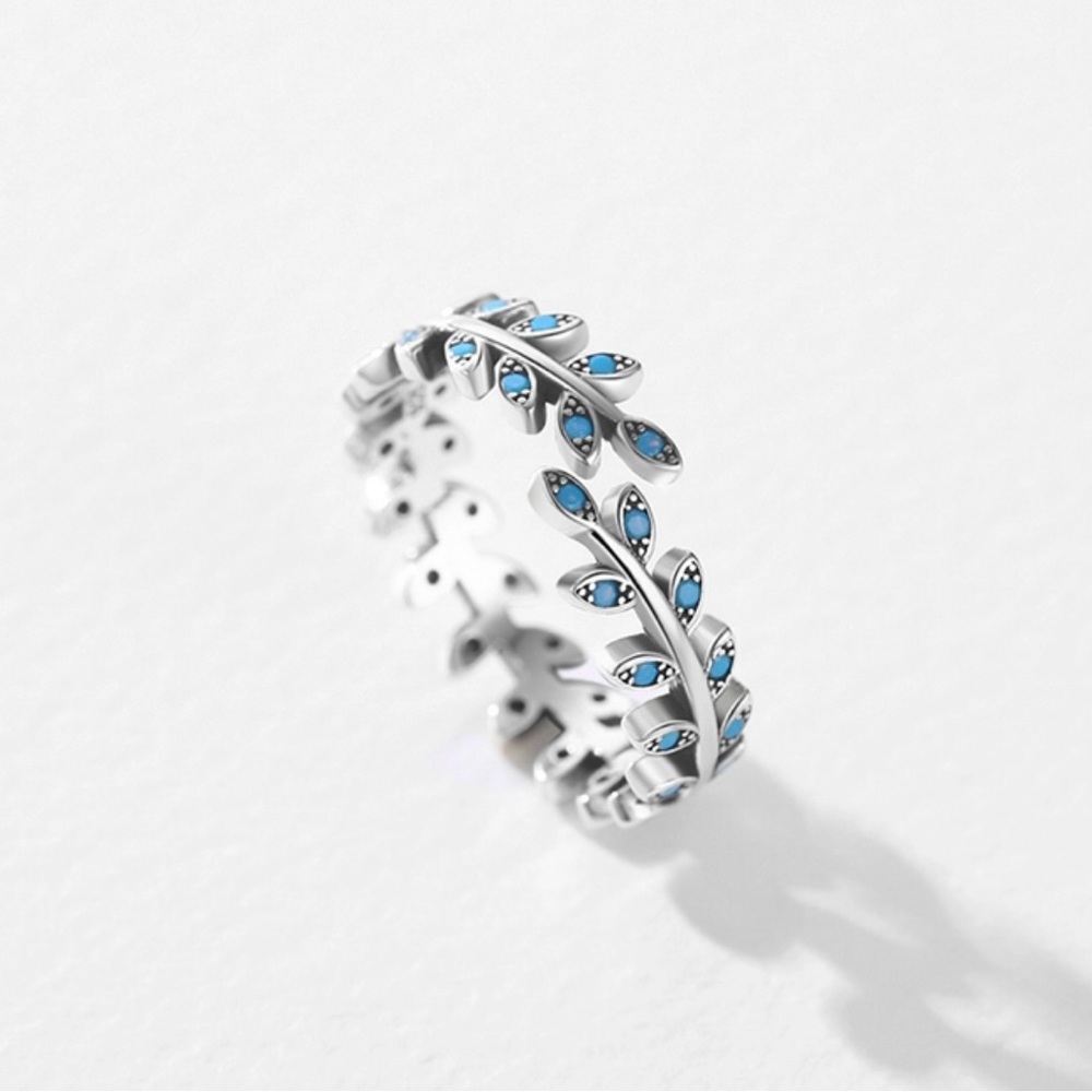 Solid Sterling Silver Turquoise Open Ring - image 4